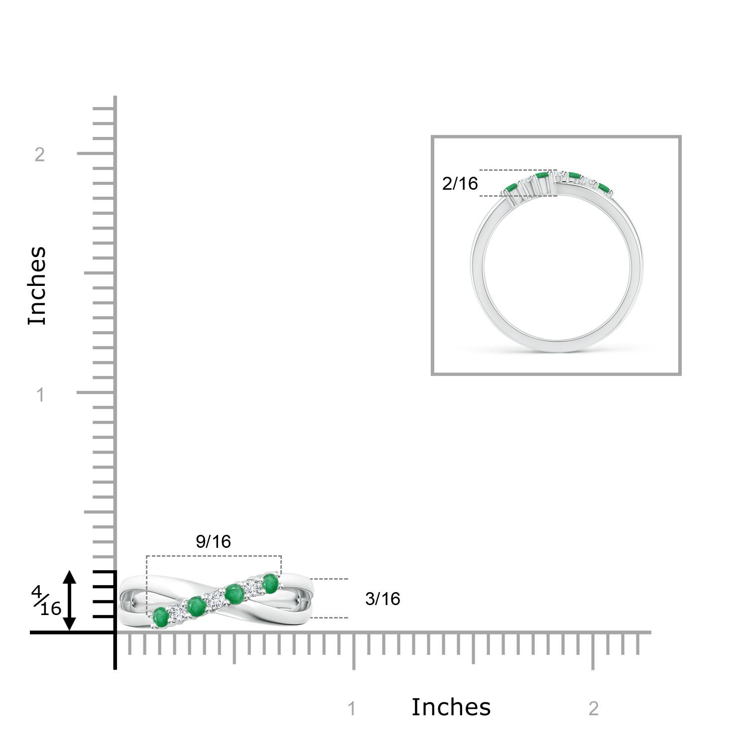 A - Emerald / 0.24 CT / 14 KT White Gold