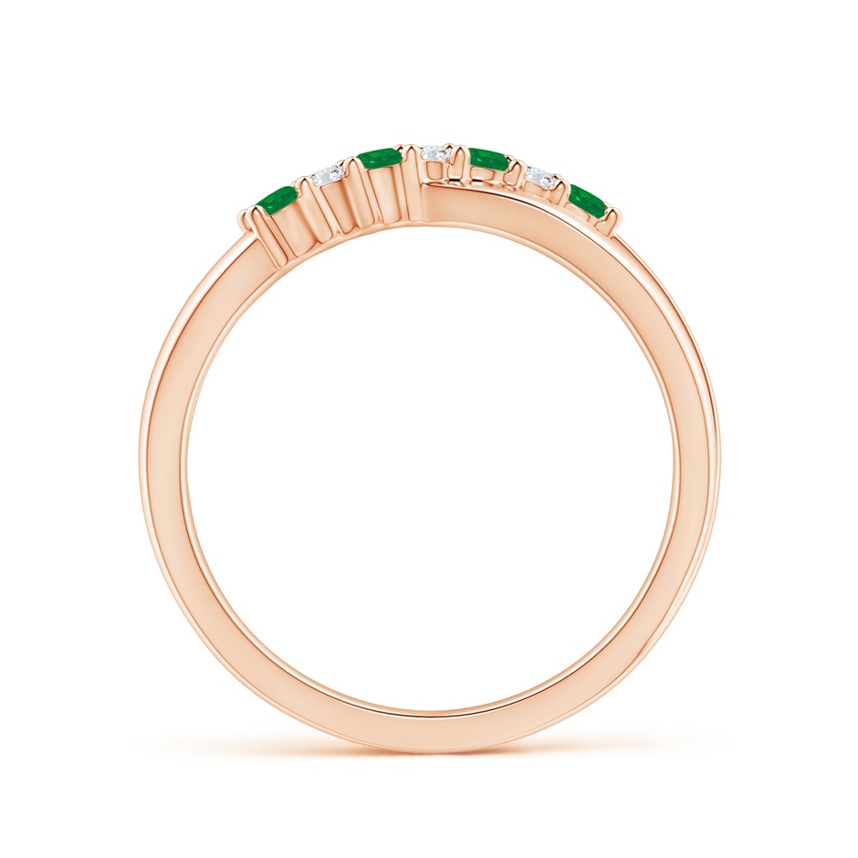 2mm AA Round Emerald and Diamond Crossover Ring in Rose Gold side 199