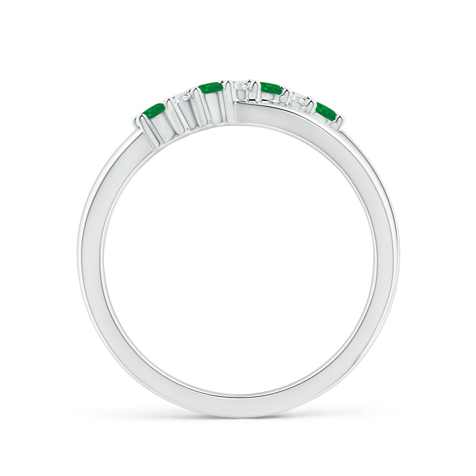 2mm AA Round Emerald and Diamond Crossover Ring in White Gold side 199