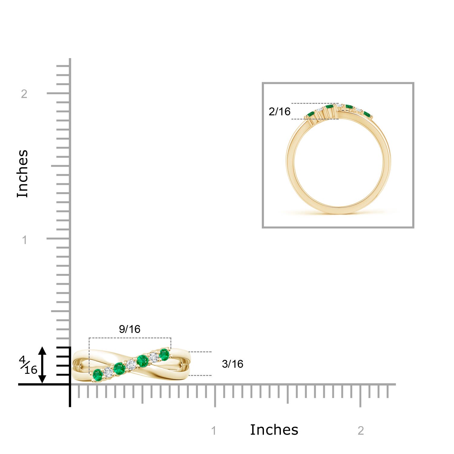 AAA - Emerald / 0.24 CT / 14 KT Yellow Gold