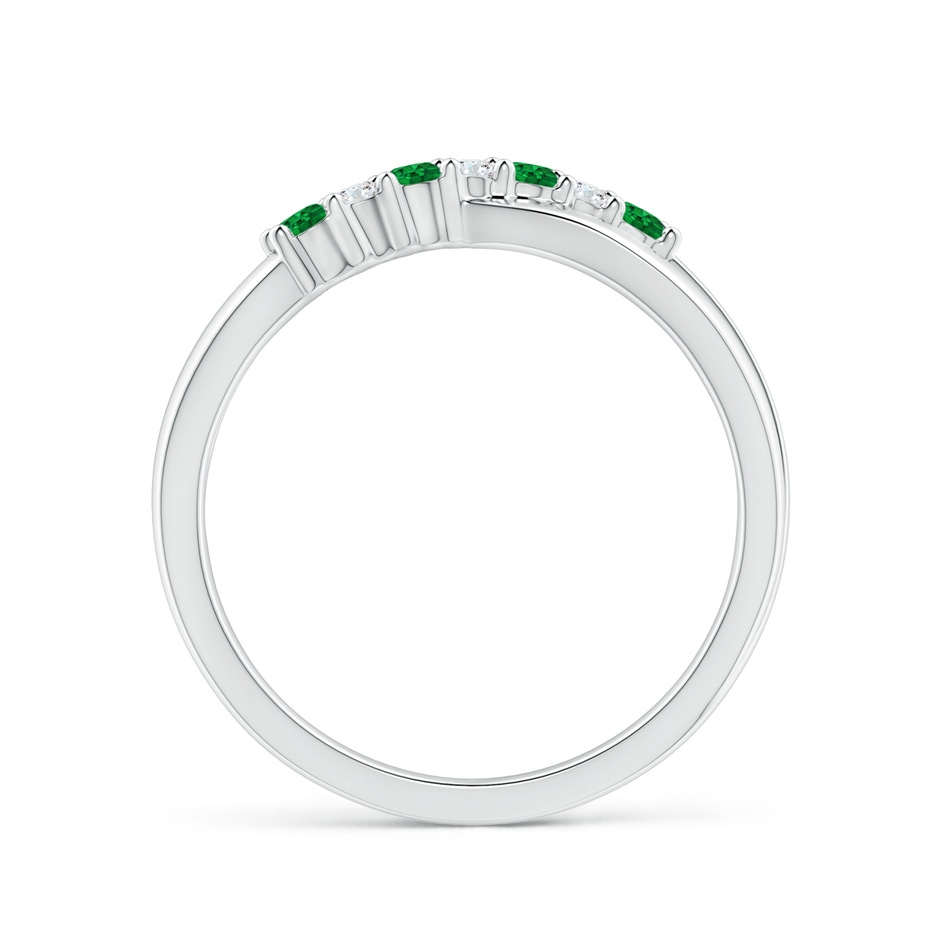 2mm AAAA Round Emerald and Diamond Crossover Ring in P950 Platinum side 199