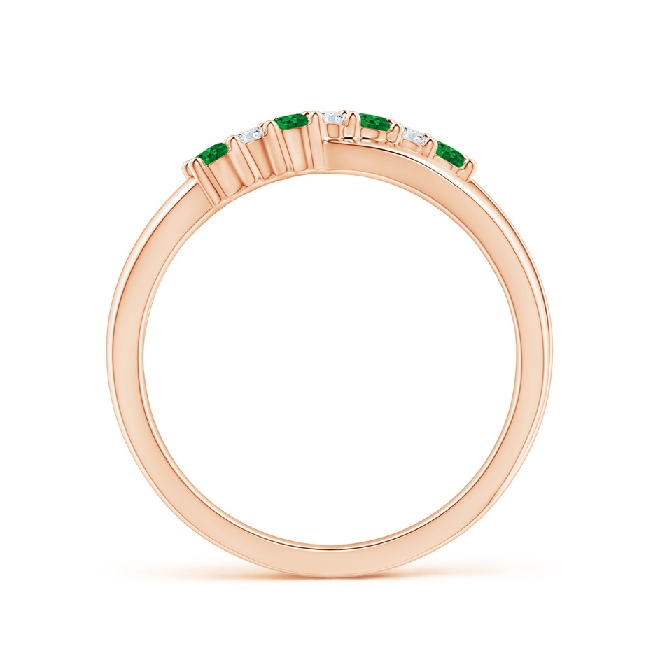 2mm AAAA Round Emerald and Diamond Crossover Ring in Rose Gold side 199
