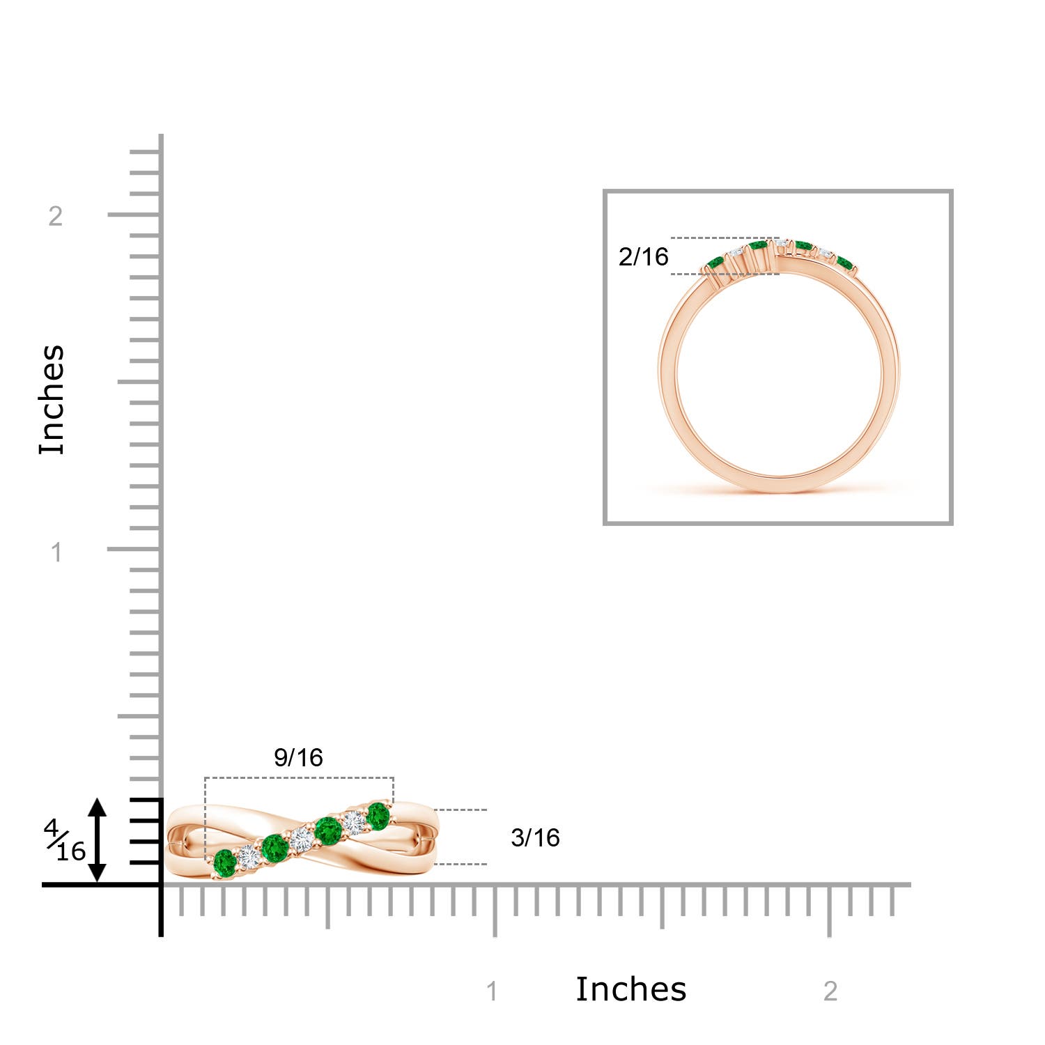 AAAA - Emerald / 0.24 CT / 14 KT Rose Gold