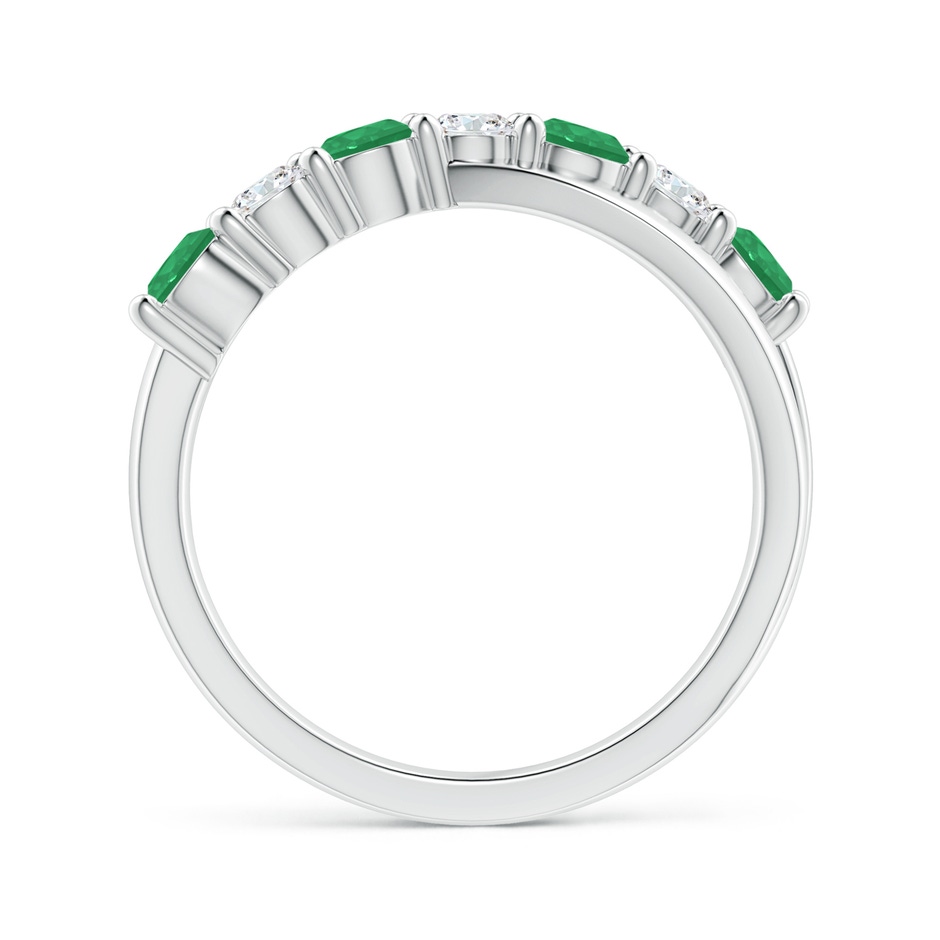 3.5mm A Round Emerald and Diamond Crossover Ring in P950 Platinum side 199