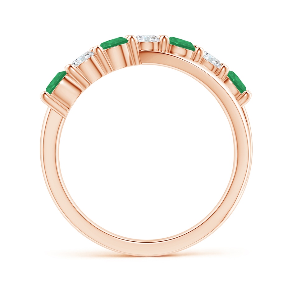 3.5mm A Round Emerald and Diamond Crossover Ring in Rose Gold side 199