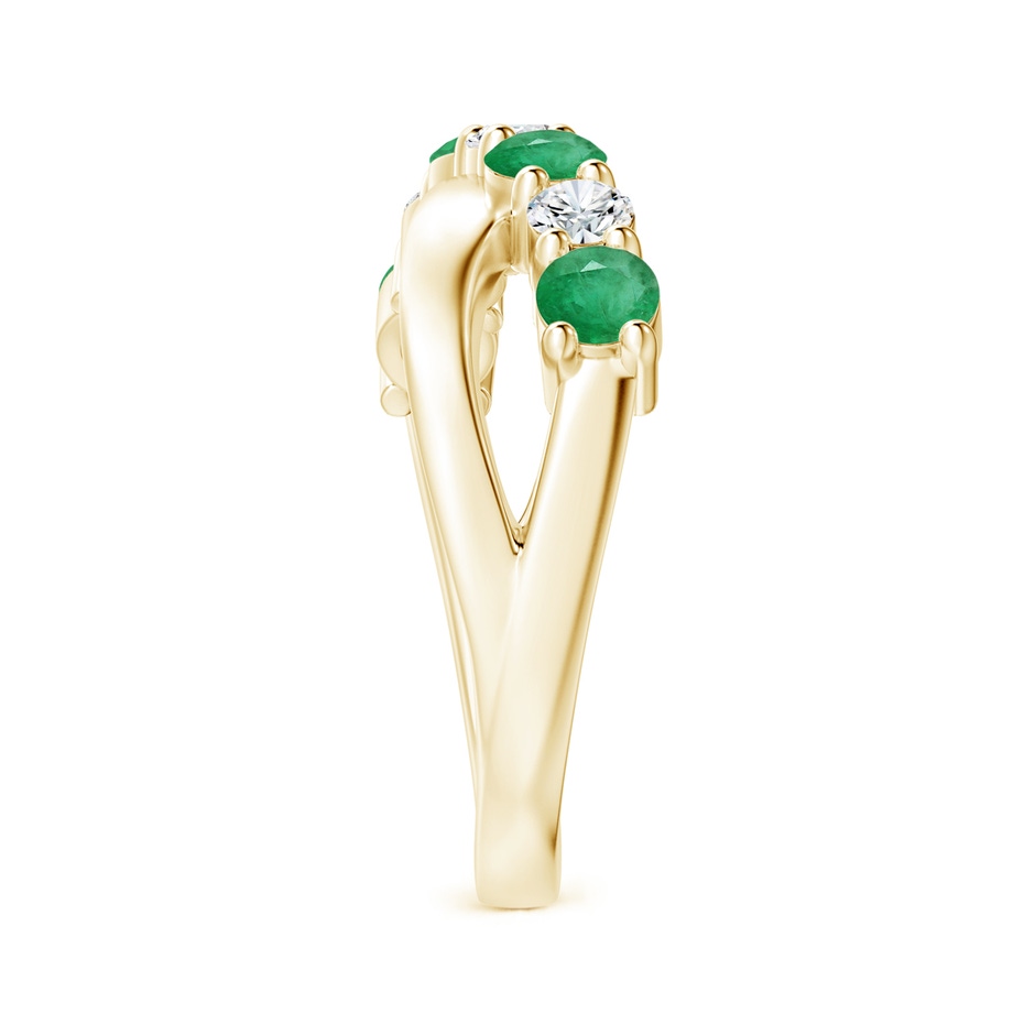 3.5mm A Round Emerald and Diamond Crossover Ring in Yellow Gold side 299