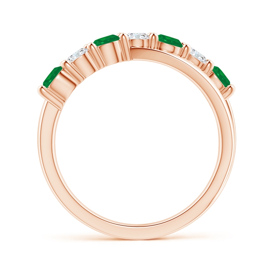 3.5mm AA Round Emerald and Diamond Crossover Ring in Rose Gold side 199