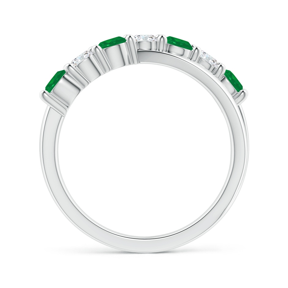 3.5mm AA Round Emerald and Diamond Crossover Ring in White Gold side 199
