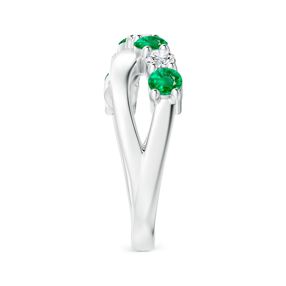 3.5mm AAA Round Emerald and Diamond Crossover Ring in P950 Platinum side 299