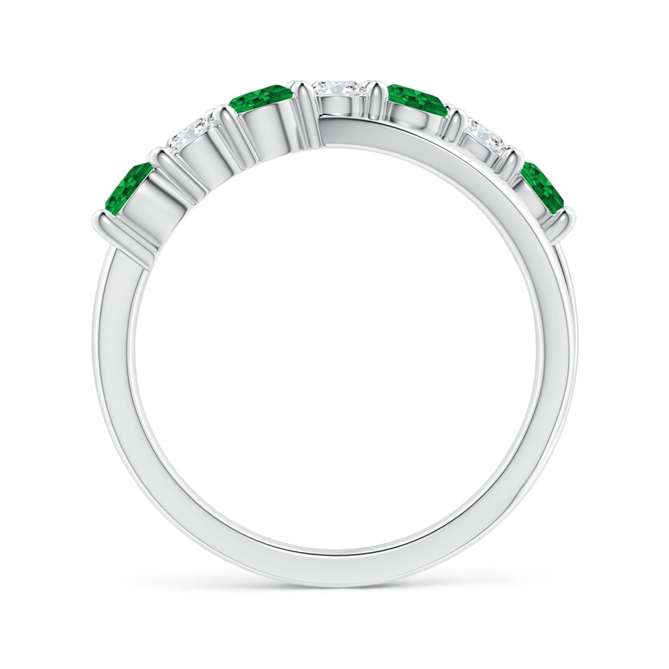 3.5mm AAAA Round Emerald and Diamond Crossover Ring in P950 Platinum side 199
