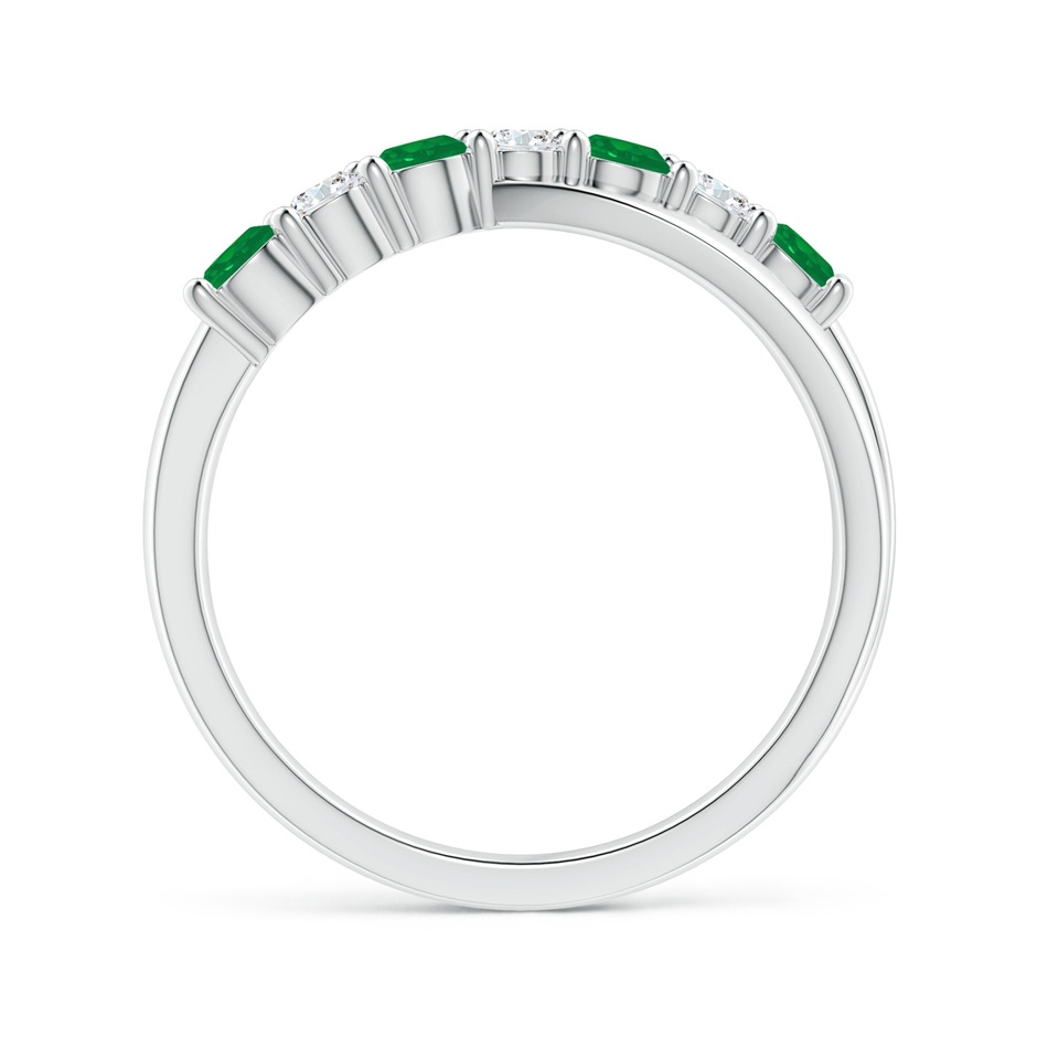 3mm AA Round Emerald and Diamond Crossover Ring in White Gold side 199
