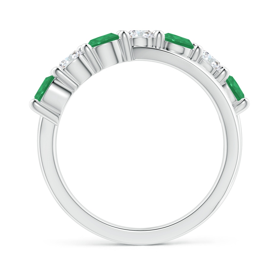 4mm A Round Emerald and Diamond Crossover Ring in White Gold side 199