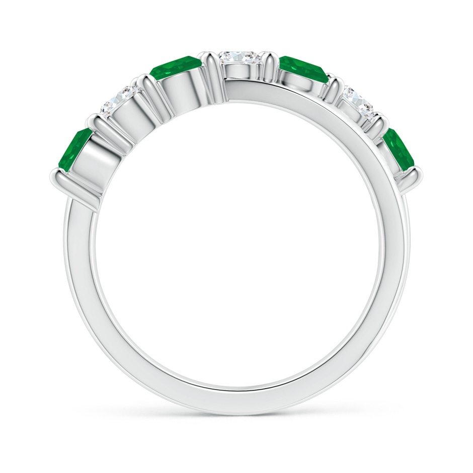 4mm AA Round Emerald and Diamond Crossover Ring in 18K White Gold side 199