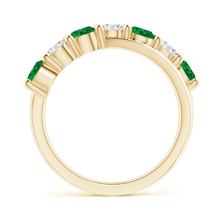 4mm AAAA Round Emerald and Diamond Crossover Ring in 18K Yellow Gold side 199