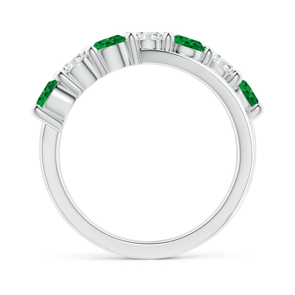 4mm AAAA Round Emerald and Diamond Crossover Ring in P950 Platinum side 199
