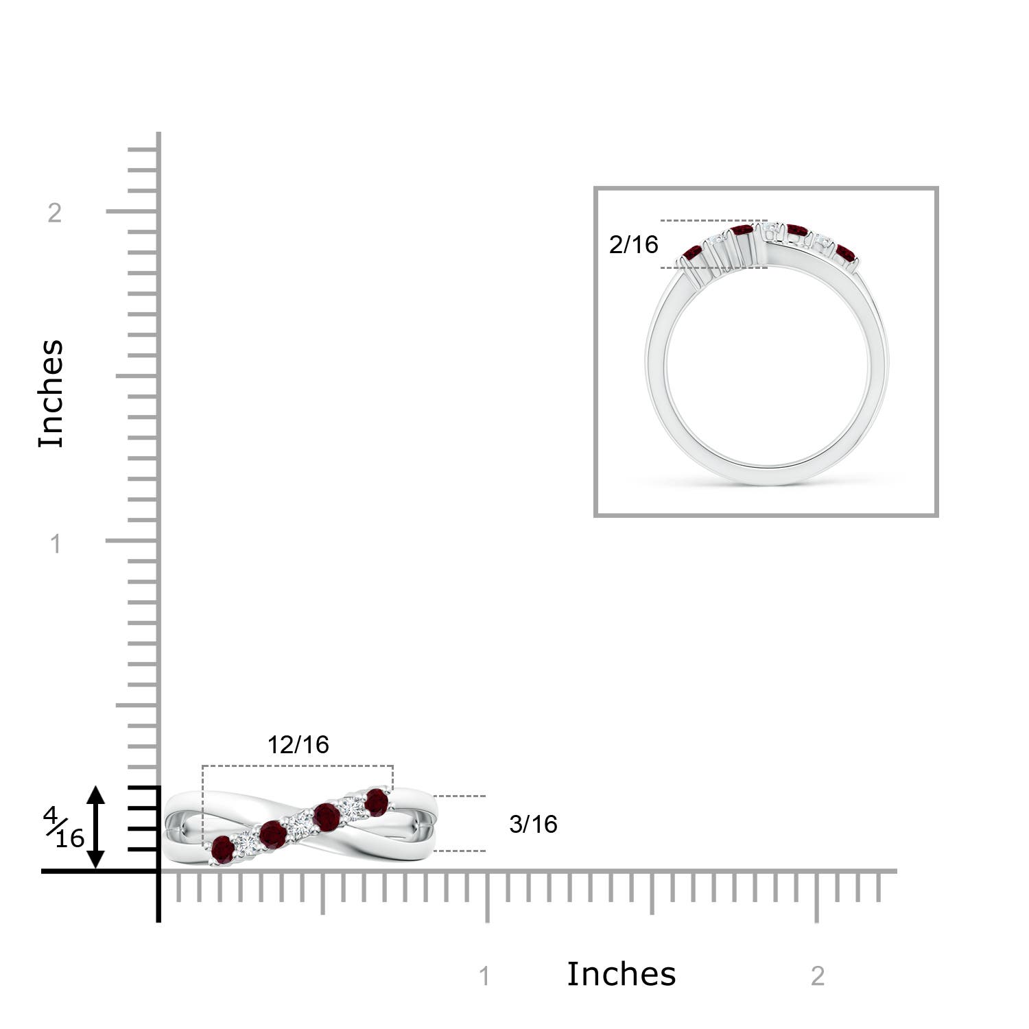 A - Garnet / 0.44 CT / 14 KT White Gold