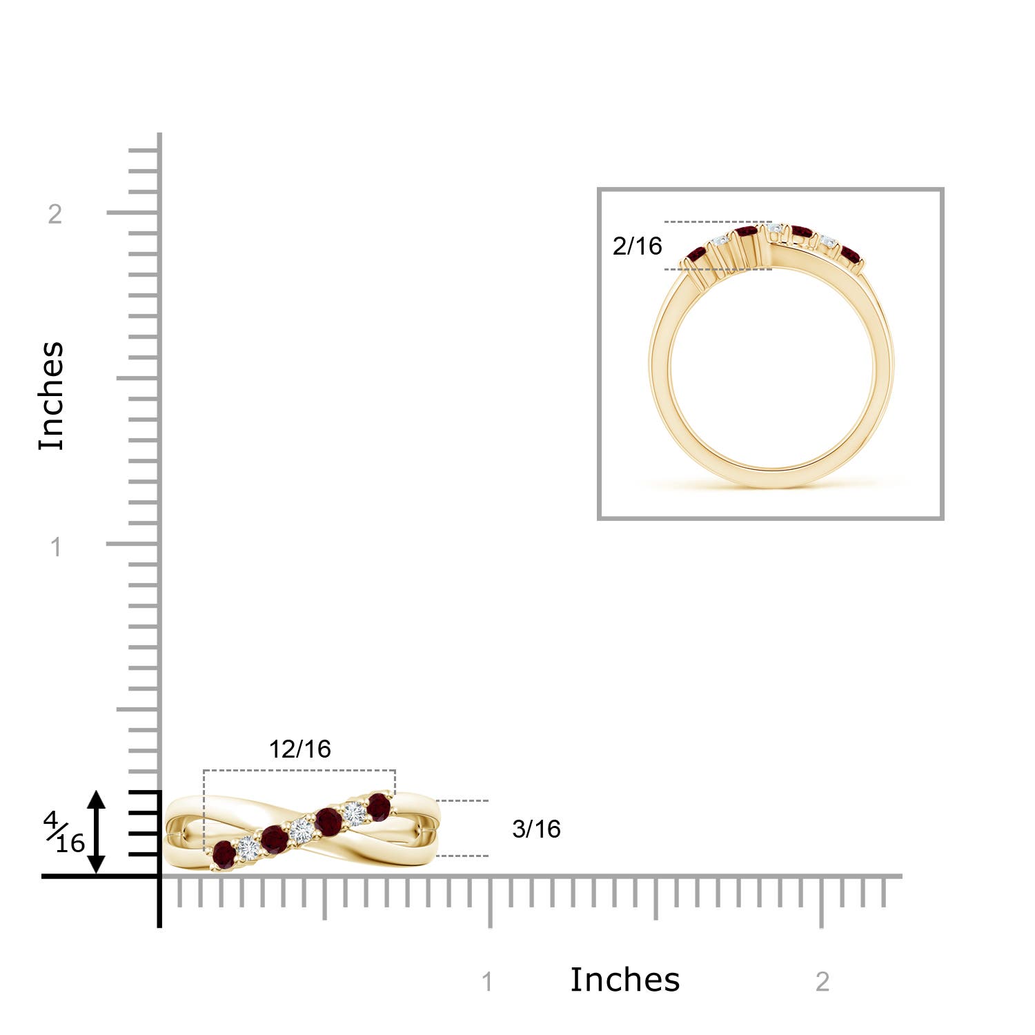 A - Garnet / 0.44 CT / 14 KT Yellow Gold