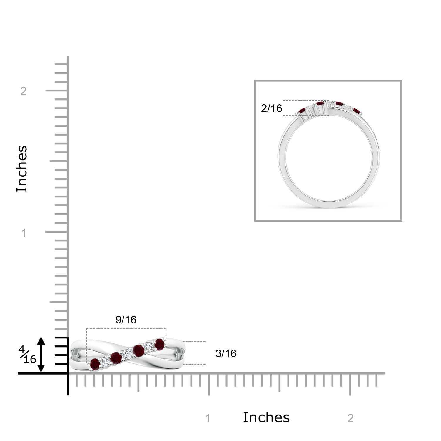 A - Garnet / 0.22 CT / 14 KT White Gold