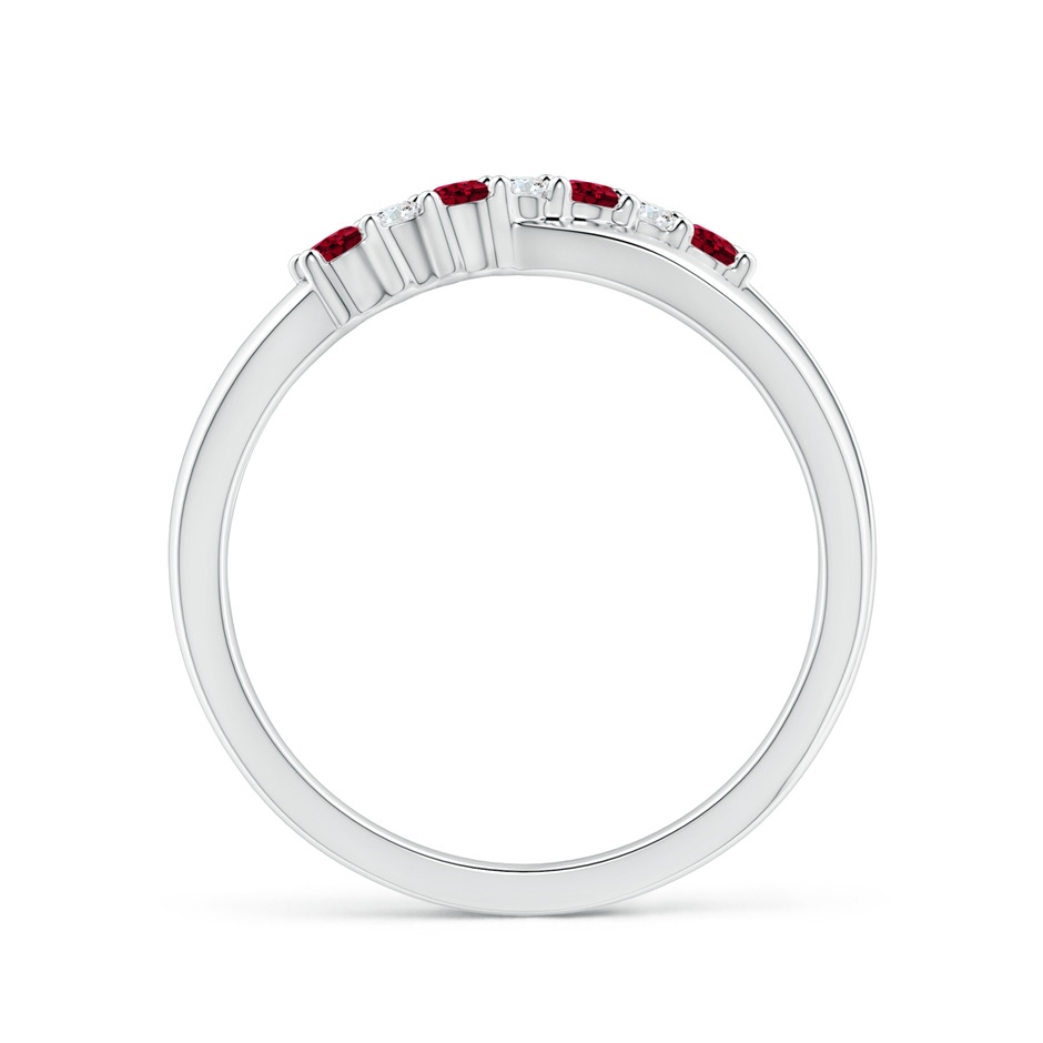 2mm AAA Round Garnet and Diamond Crossover Ring in White Gold side 1