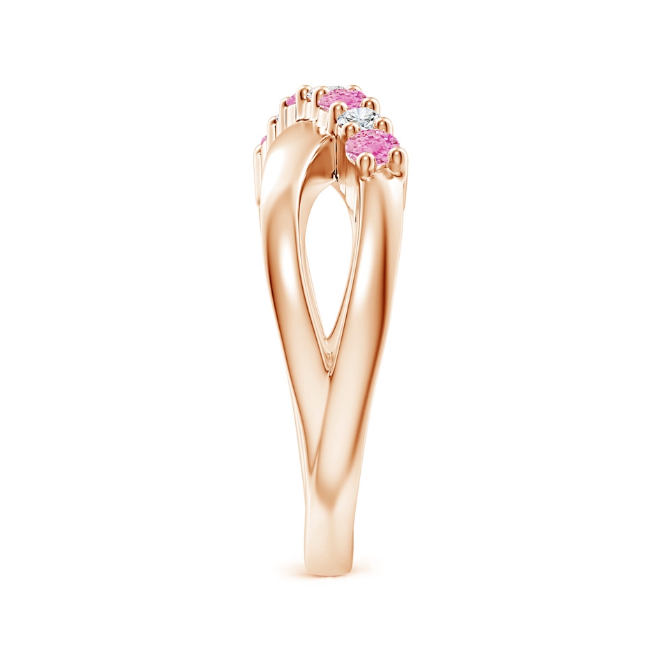 2.5mm A Round Pink Sapphire and Diamond Crossover Ring in Rose Gold side 2
