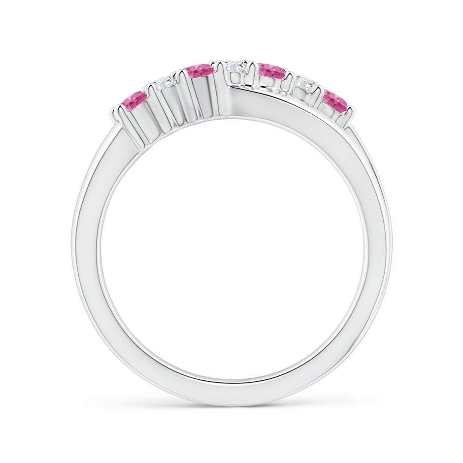 2.5mm AAA Round Pink Sapphire and Diamond Crossover Ring in P950 Platinum side 1