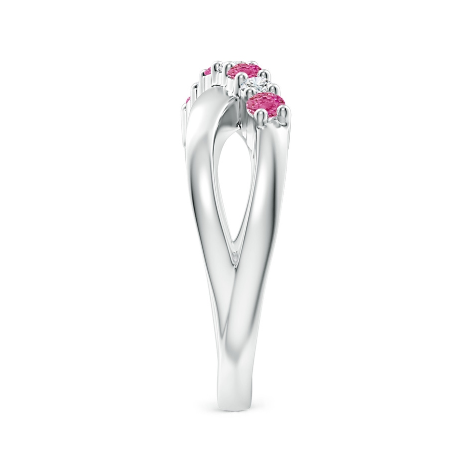 2.5mm AAA Round Pink Sapphire and Diamond Crossover Ring in White Gold side 2