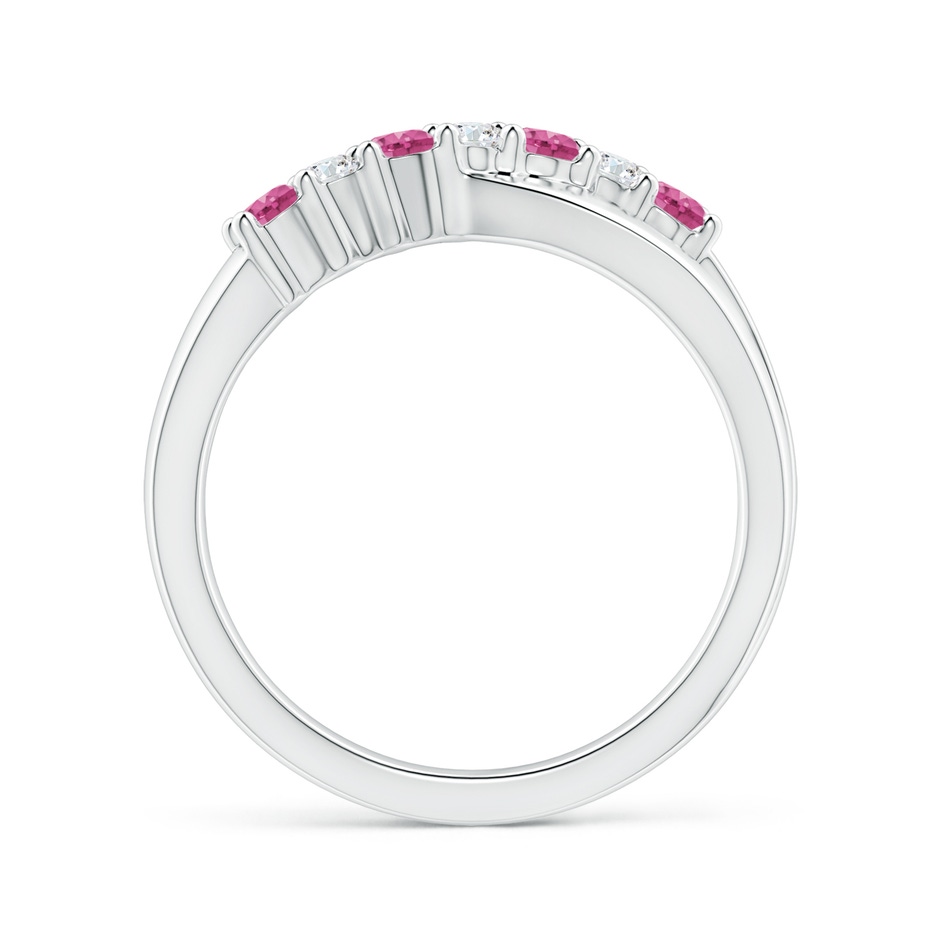 2.5mm AAAA Round Pink Sapphire and Diamond Crossover Ring in P950 Platinum side 1