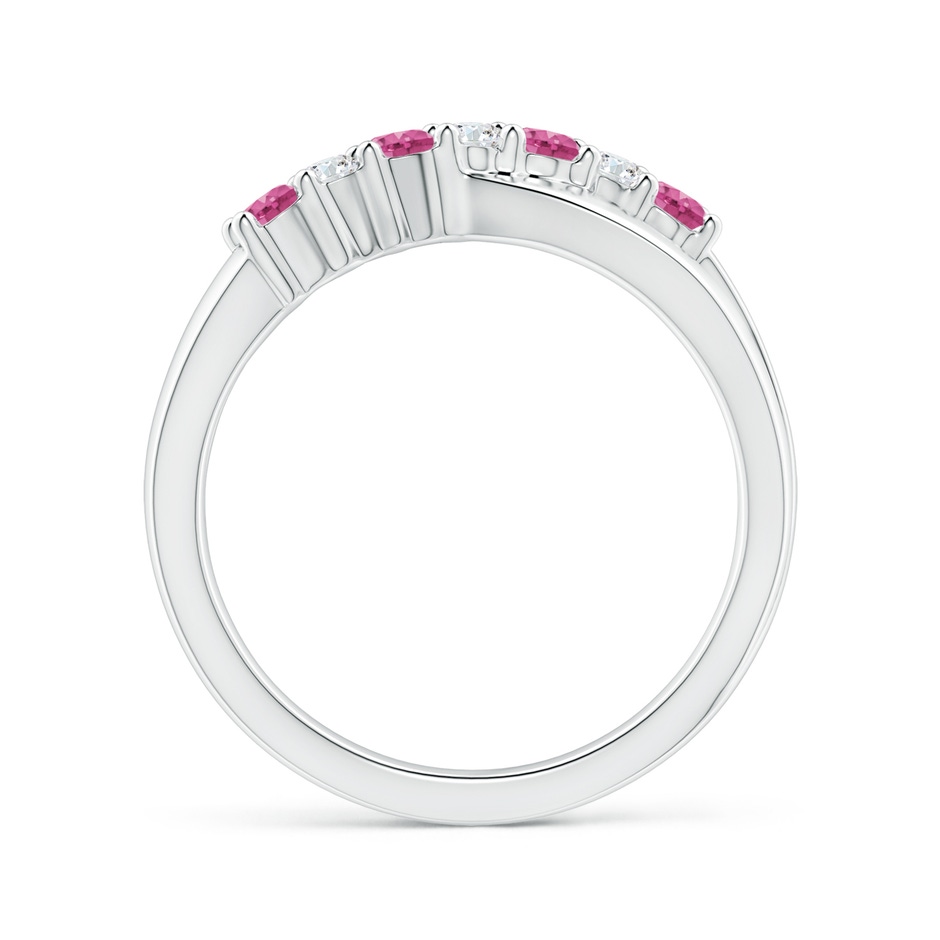 2.5mm AAAA Round Pink Sapphire and Diamond Crossover Ring in White Gold side 1