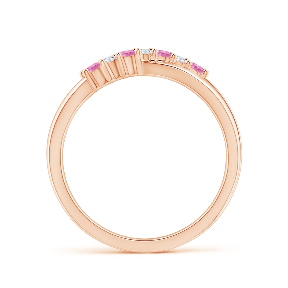 2mm A Round Pink Sapphire and Diamond Crossover Ring in Rose Gold side 1