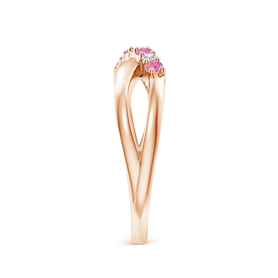 2mm AA Round Pink Sapphire and Diamond Crossover Ring in Rose Gold side 2