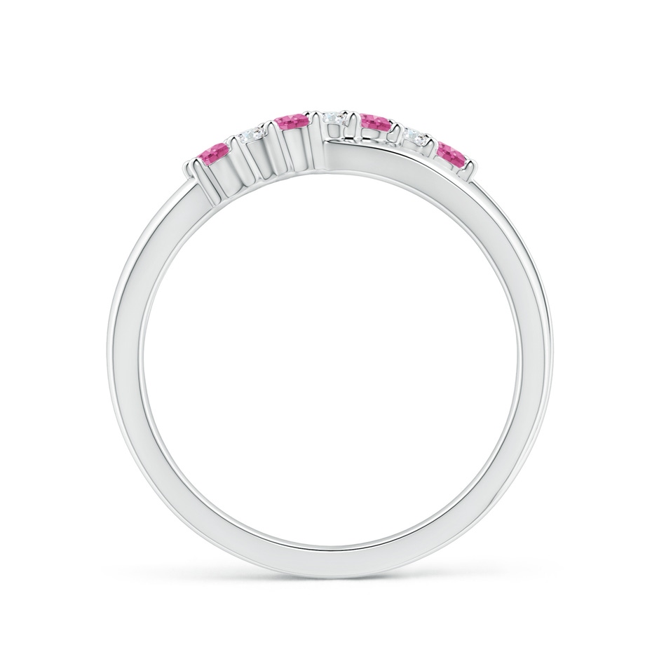 2mm AAA Round Pink Sapphire and Diamond Crossover Ring in P950 Platinum side 1