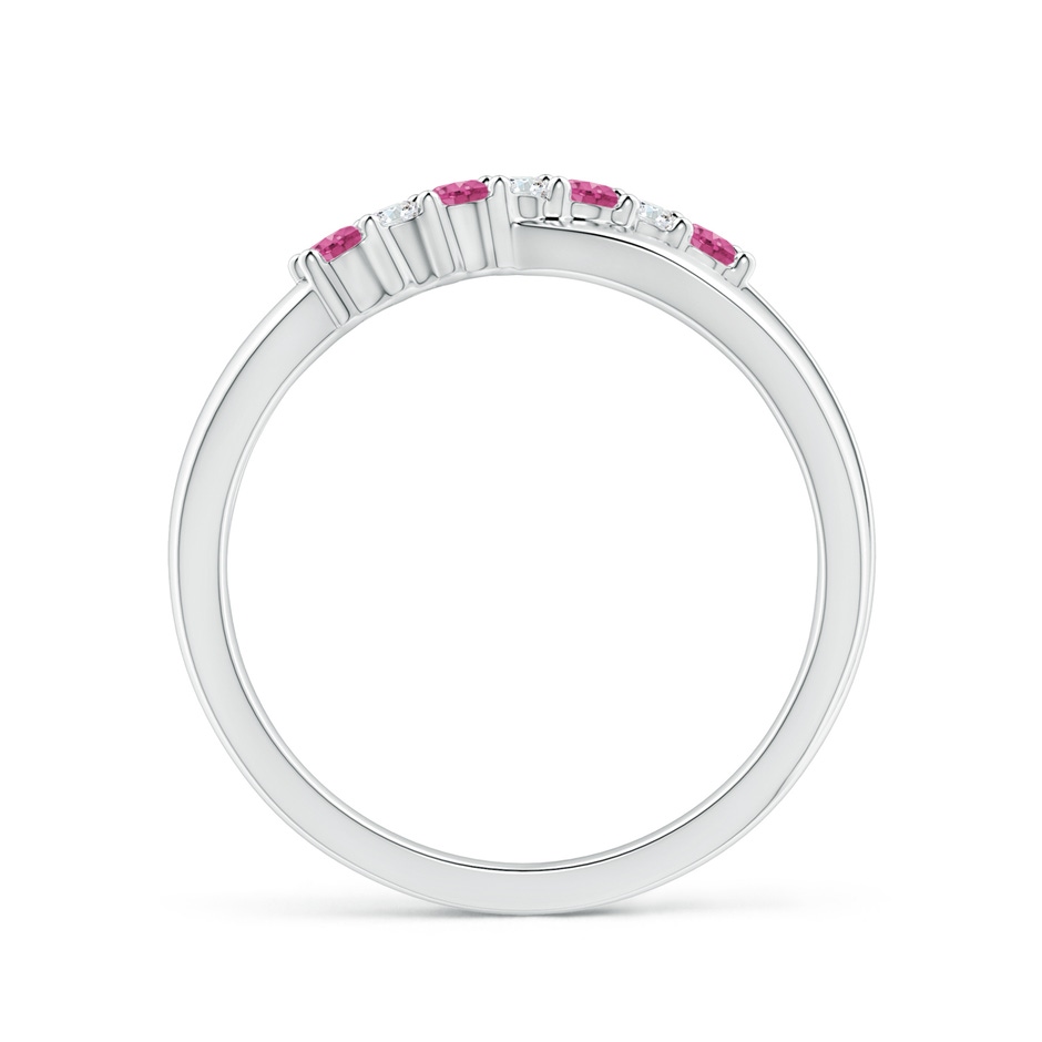 2mm AAAA Round Pink Sapphire and Diamond Crossover Ring in P950 Platinum side 1