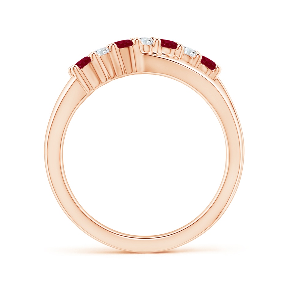 2.5mm AA Round Ruby and Diamond Crossover Ring in Rose Gold side 199