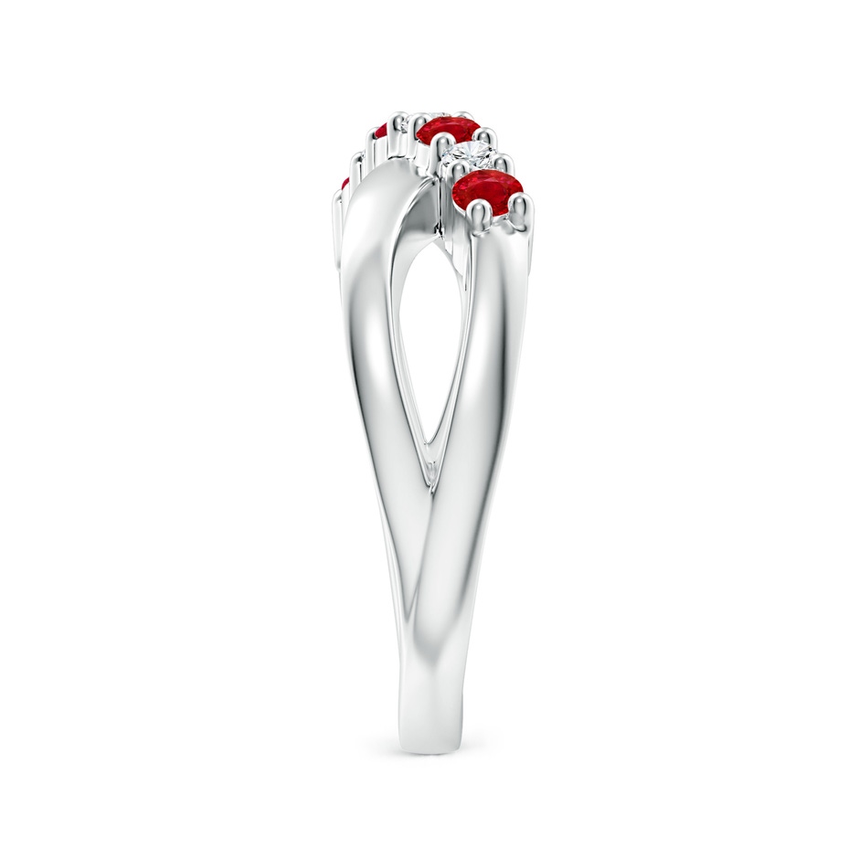 2.5mm AAA Round Ruby and Diamond Crossover Ring in White Gold side 299