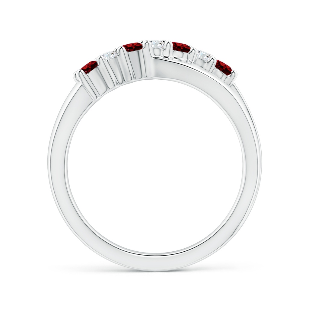 2.5mm AAAA Round Ruby and Diamond Crossover Ring in P950 Platinum Side-1