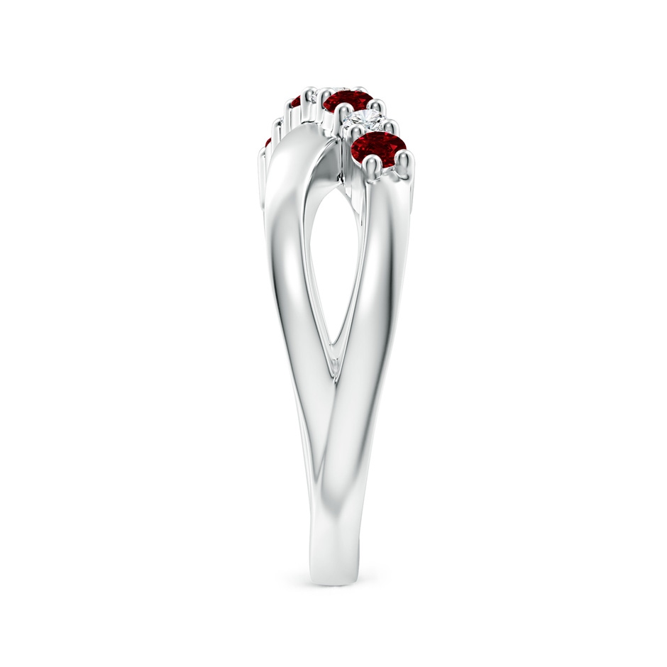 2.5mm AAAA Round Ruby and Diamond Crossover Ring in P950 Platinum side 299