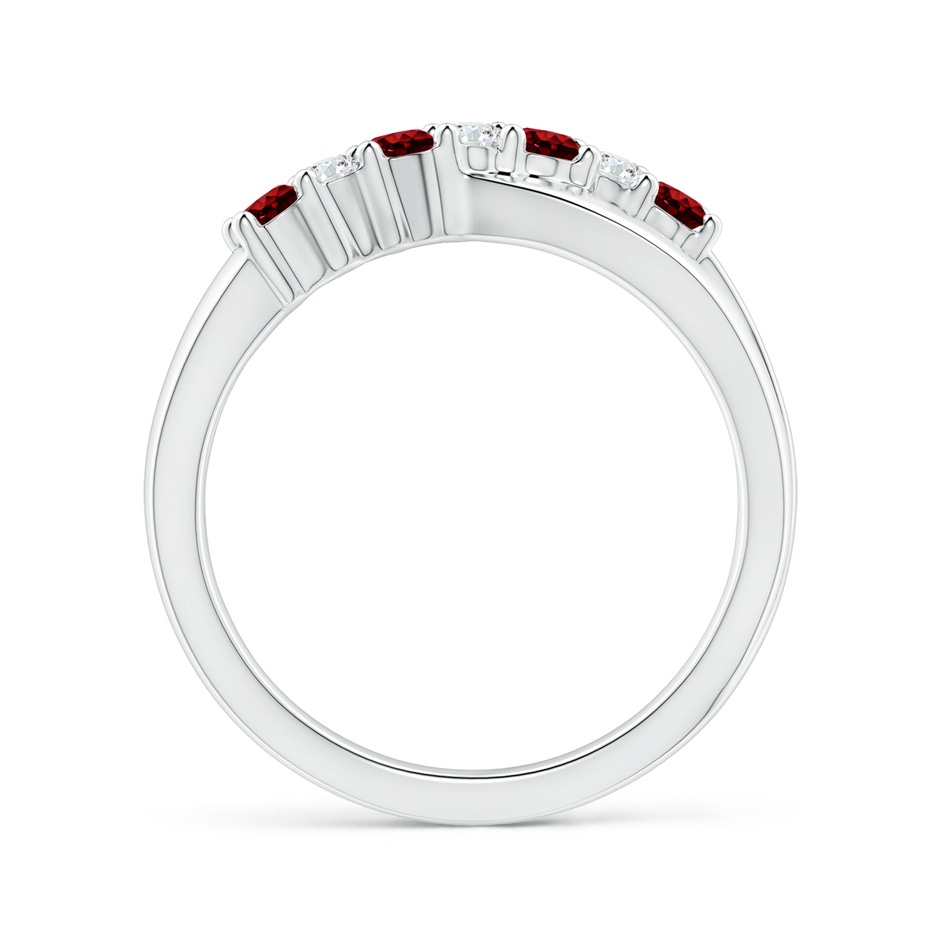 2.5mm AAAA Round Ruby and Diamond Crossover Ring in White Gold side 199