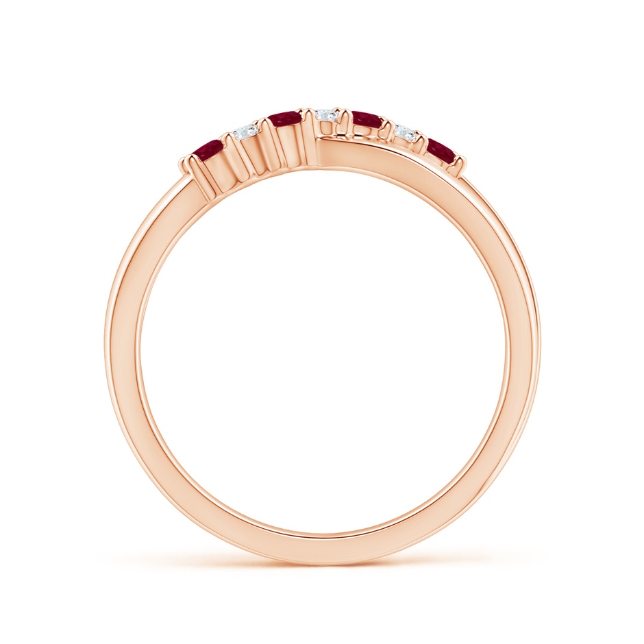 2mm A Round Ruby and Diamond Crossover Ring in Rose Gold side 199