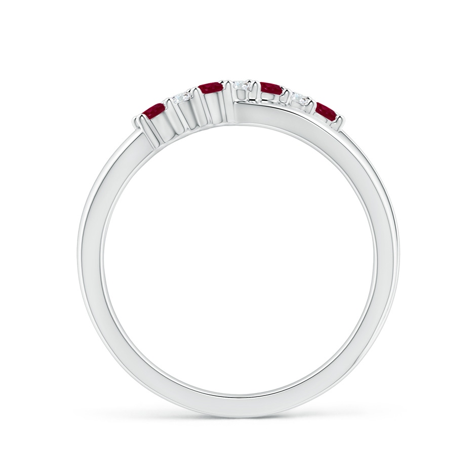 2mm A Round Ruby and Diamond Crossover Ring in White Gold side 199