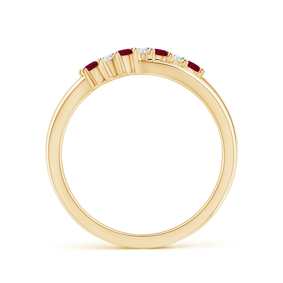 2mm A Round Ruby and Diamond Crossover Ring in Yellow Gold side 199