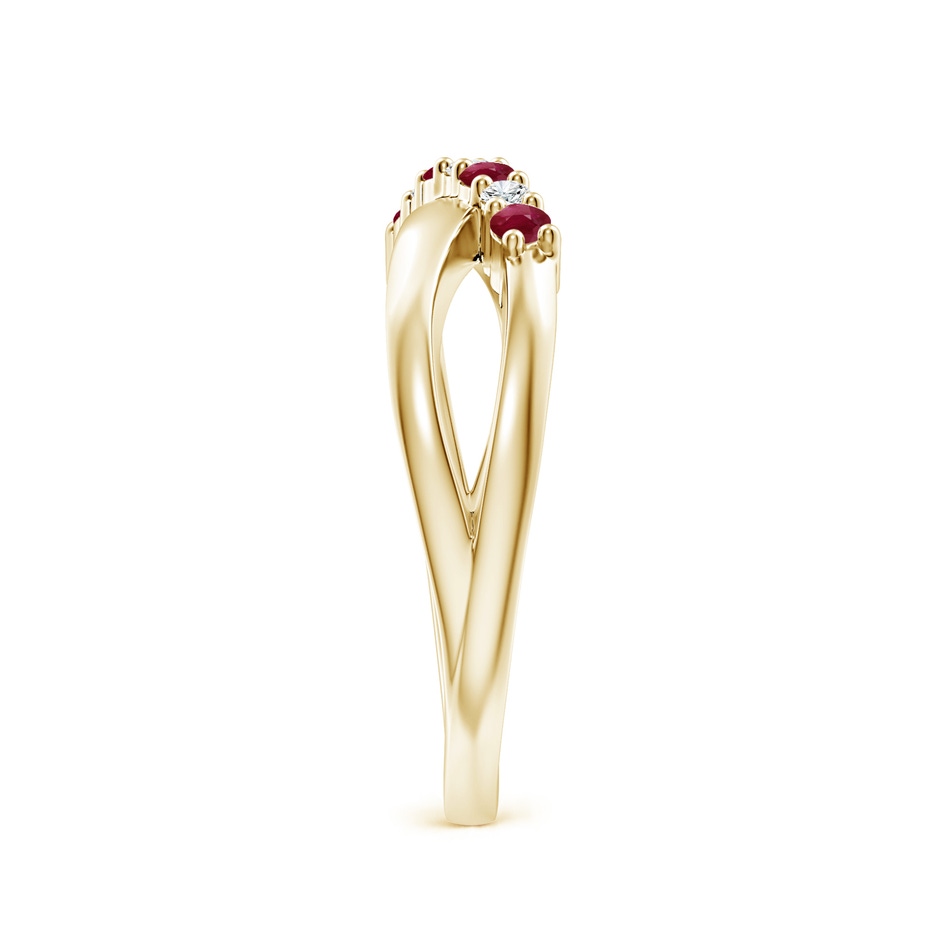 2mm A Round Ruby and Diamond Crossover Ring in Yellow Gold side 299