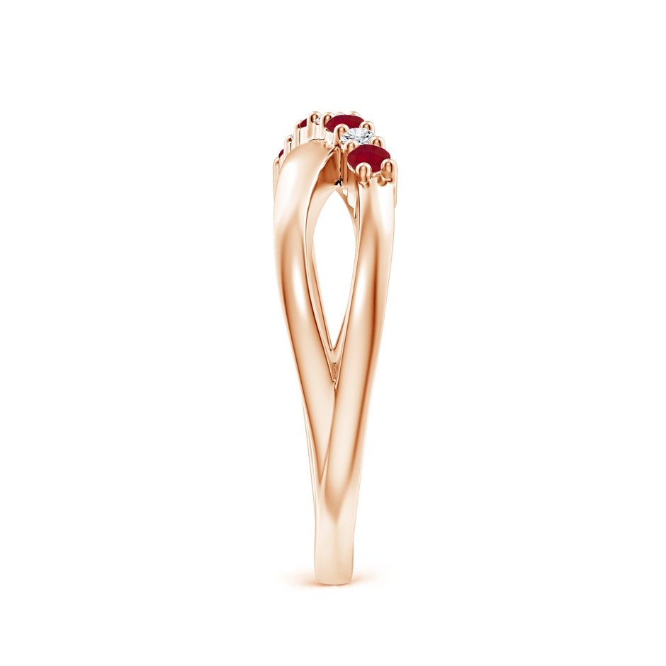 2mm AA Round Ruby and Diamond Crossover Ring in Rose Gold side 299