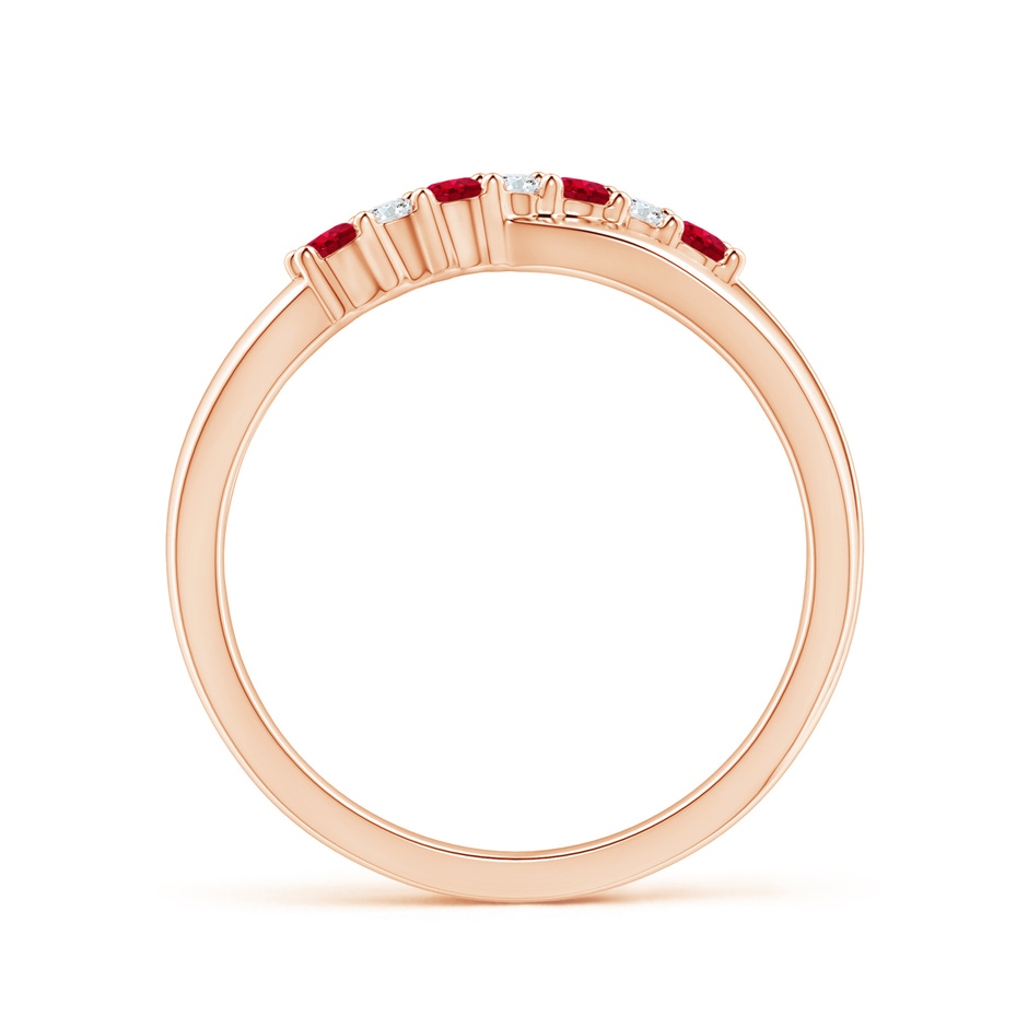 2mm AAA Round Ruby and Diamond Crossover Ring in Rose Gold side 199