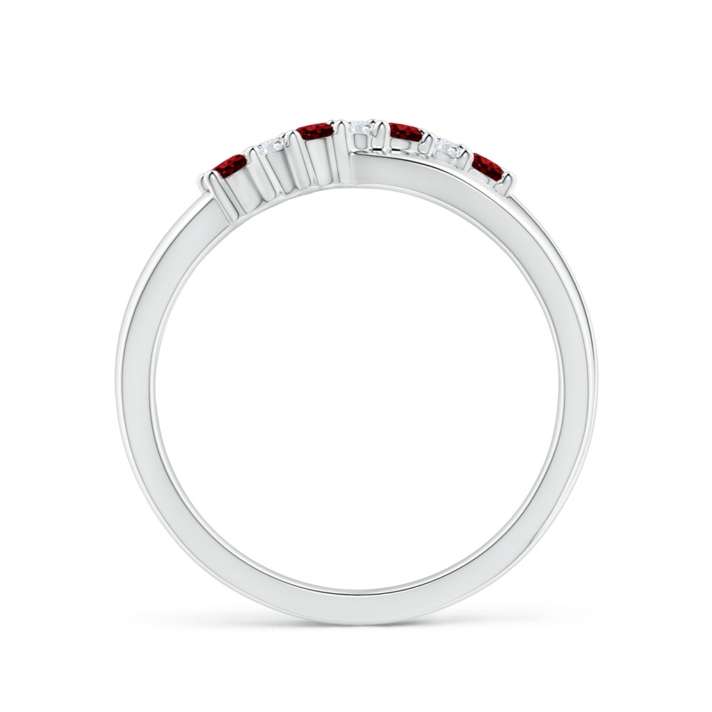 2mm AAAA Round Ruby and Diamond Crossover Ring in P950 Platinum Side 199