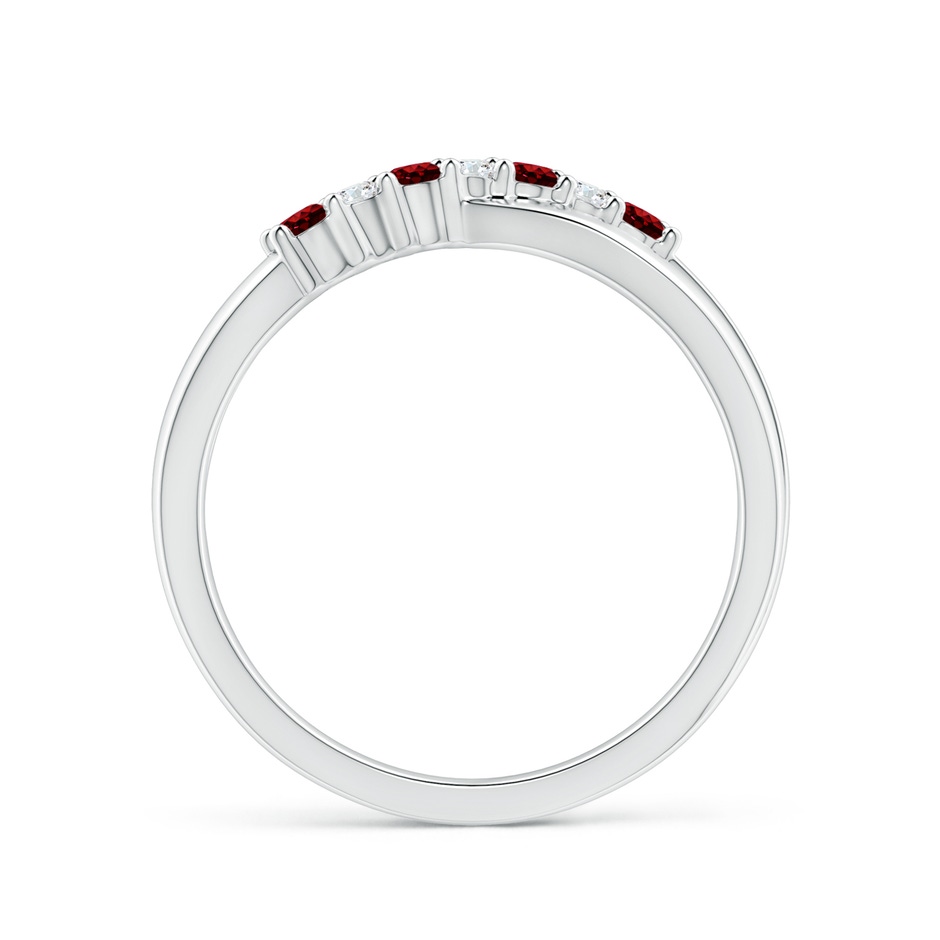 2mm AAAA Round Ruby and Diamond Crossover Ring in P950 Platinum side 199
