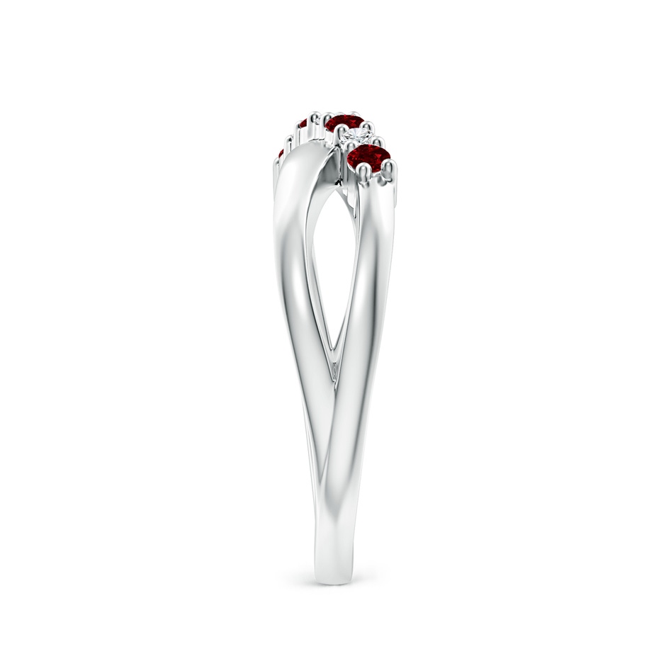 2mm AAAA Round Ruby and Diamond Crossover Ring in P950 Platinum side 299