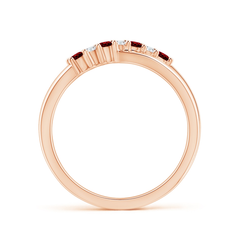 2mm AAAA Round Ruby and Diamond Crossover Ring in Rose Gold side 199