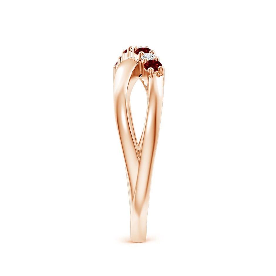2mm AAAA Round Ruby and Diamond Crossover Ring in Rose Gold side 299
