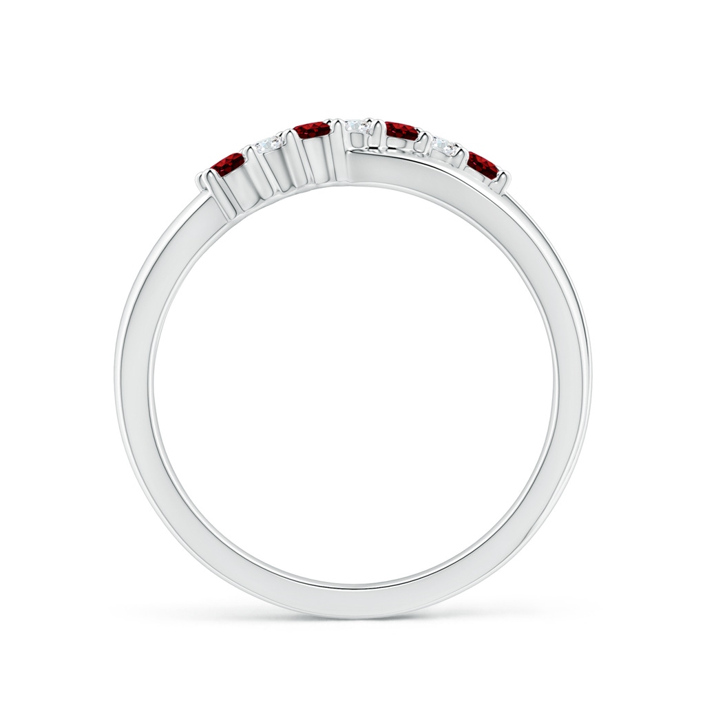 2mm AAAA Round Ruby and Diamond Crossover Ring in White Gold - side 199