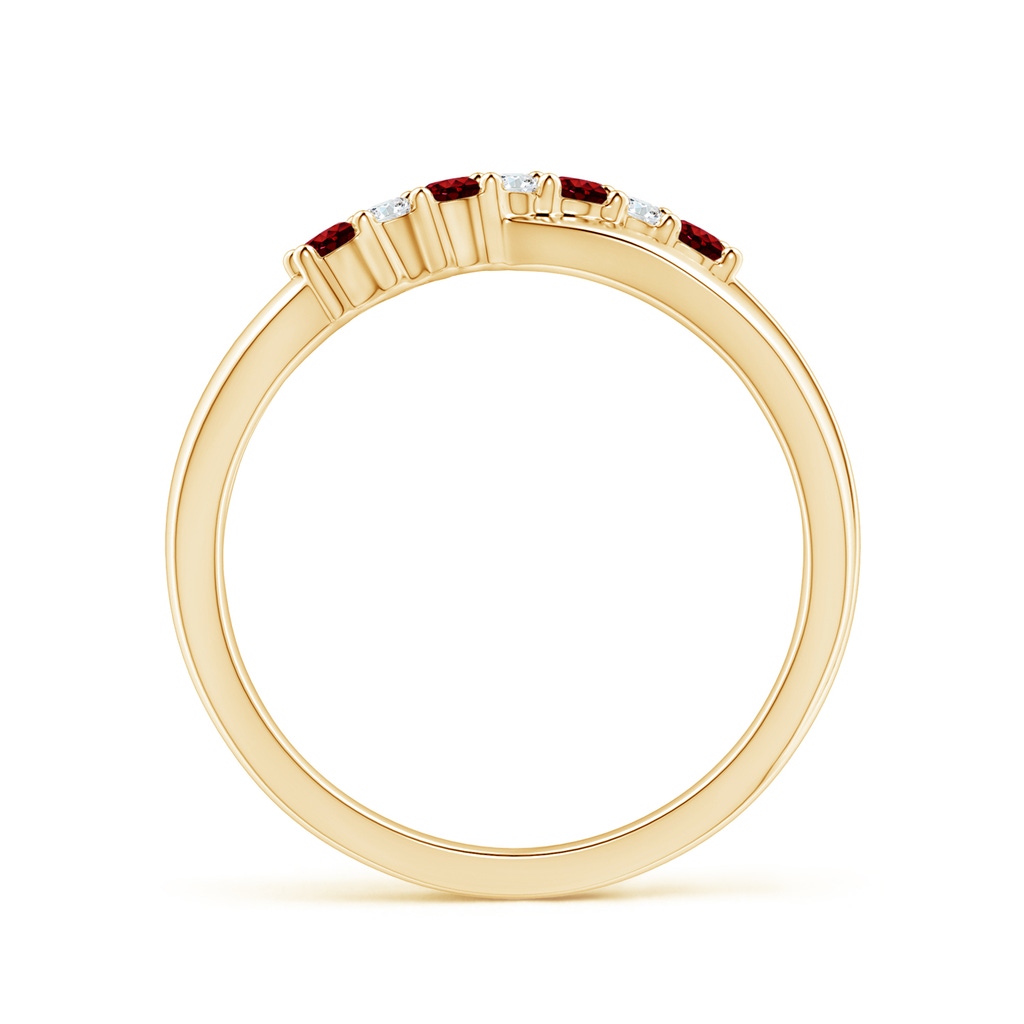 2mm AAAA Round Ruby and Diamond Crossover Ring in Yellow Gold - side 199
